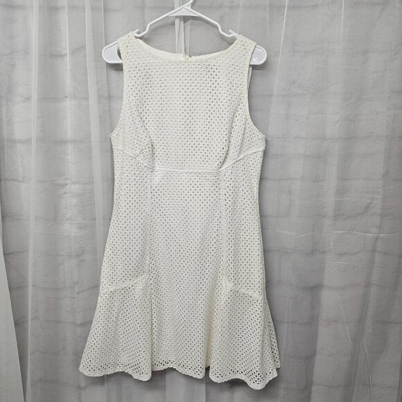 Chaps Off White Crochet Lace Sleeveless Dress Coquette Boho 16 - Picture 8 of 11